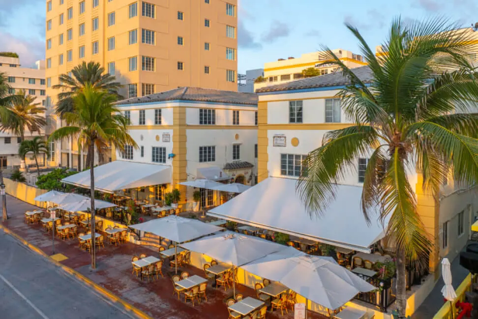 Aerial view of Ocean Drive, Miami Beach